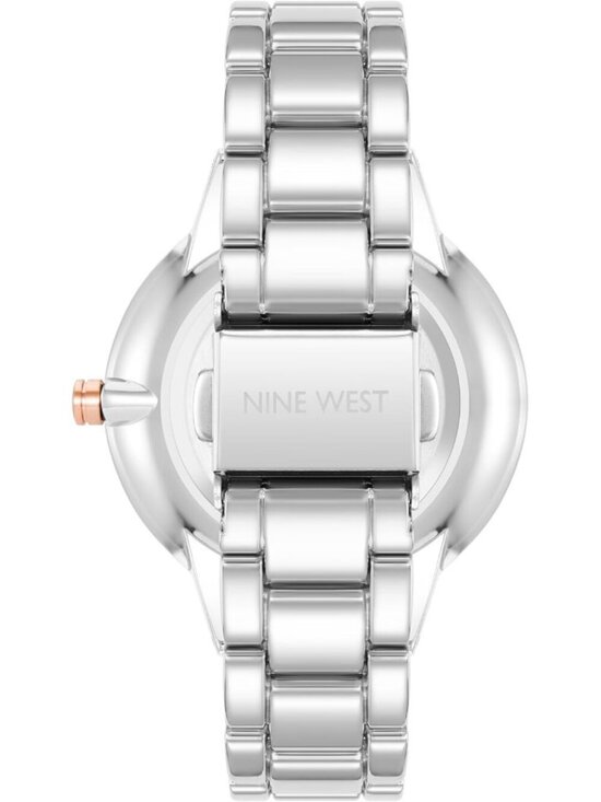 Women\'s Silver Gold Analog Quartz Crystal Accented Bracelet Round Classic Watch